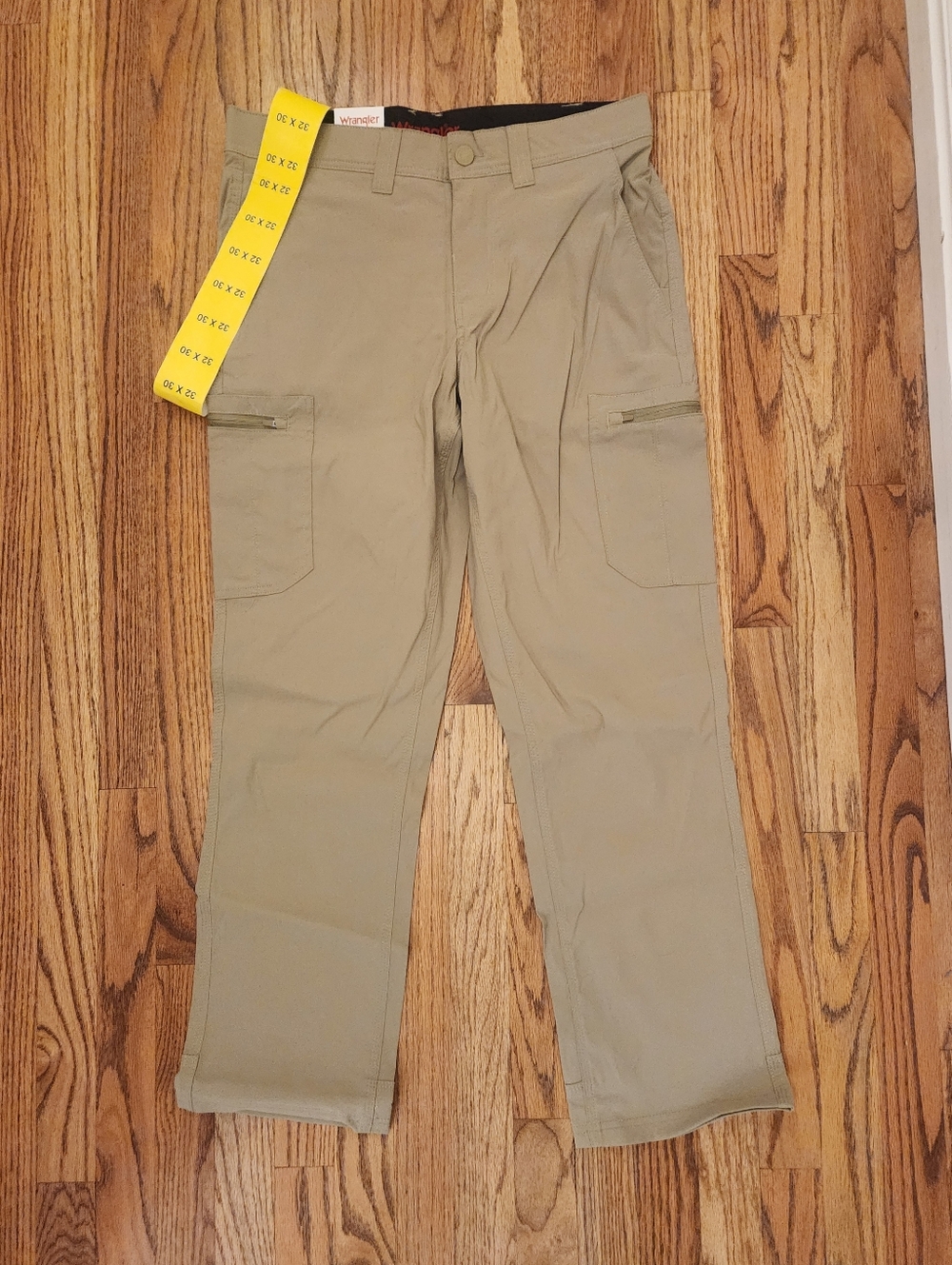 Wrangler Men’s Tan Tech Pants with Zip Pockets, Regular Fit Size: 32X30